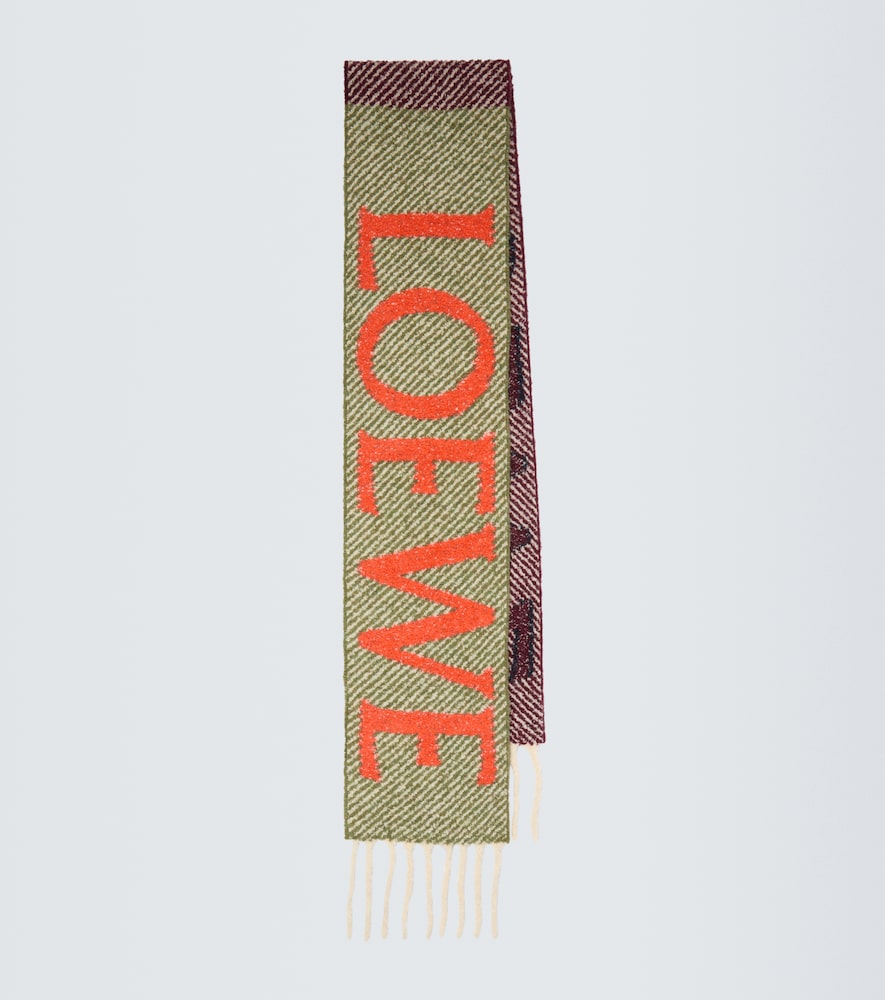 Loewe Fringed logo alpaca and wool-blend scarf