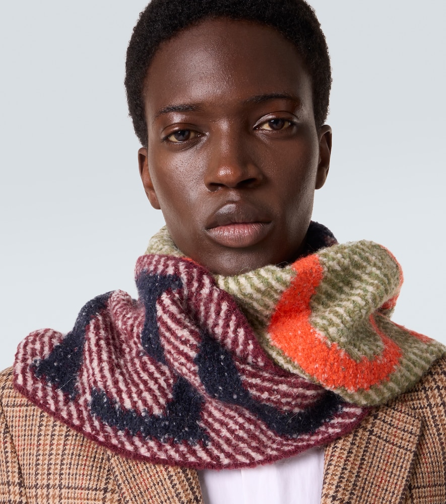  Loewe Loewe Fringed Logo Alpaca And Wool-blend Scarf 