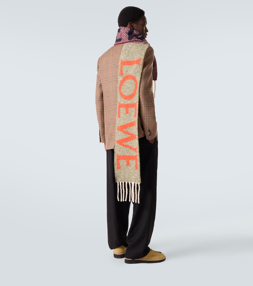  Loewe Loewe Fringed Logo Alpaca And Wool-blend Scarf 
