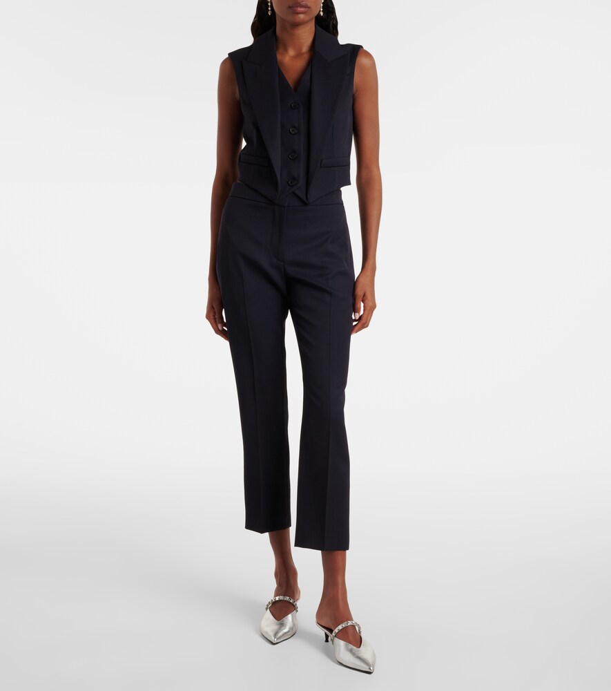  Mcqueen Mcqueen Cropped Schlaghose Aus Woll-gabardine 