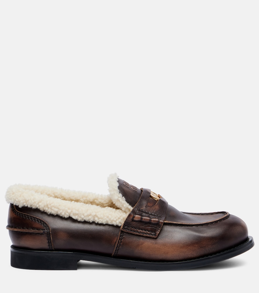  Miu Miu Miu Miu Loafers Aus Leder Mit Shearling 