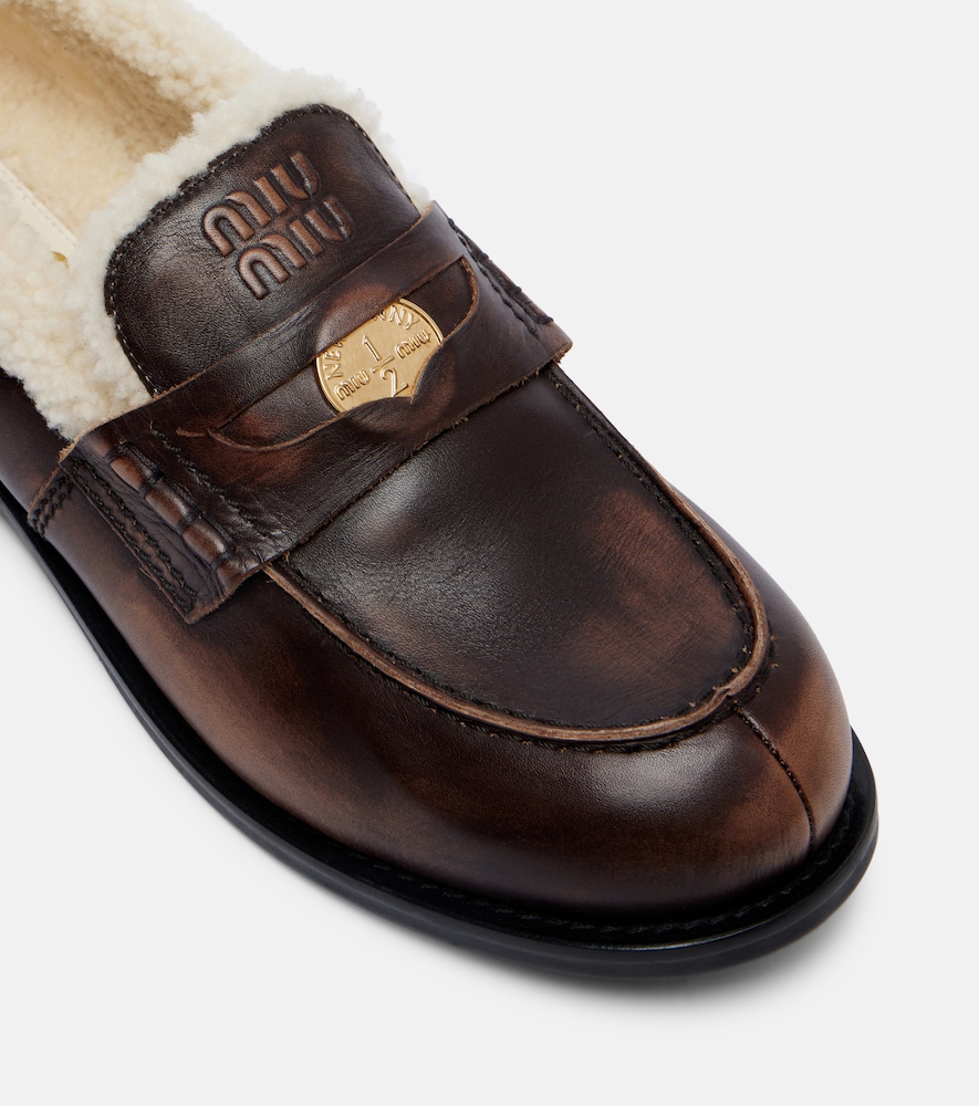  Miu Miu Miu Miu Loafers Aus Leder Mit Shearling 