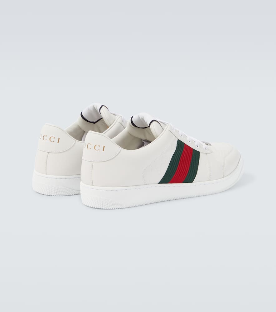 Gucci Screener Debossed Leather Sneakers In White