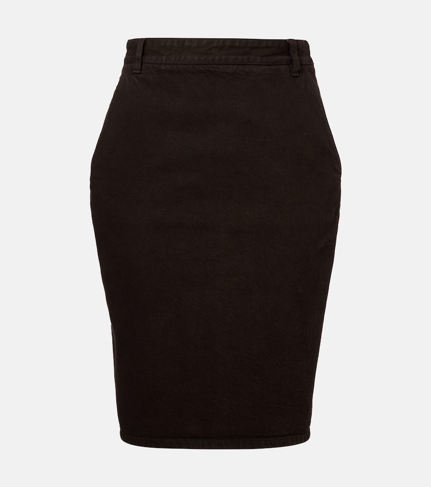 Saint Laurent Cotton Pencil Skirt In Black