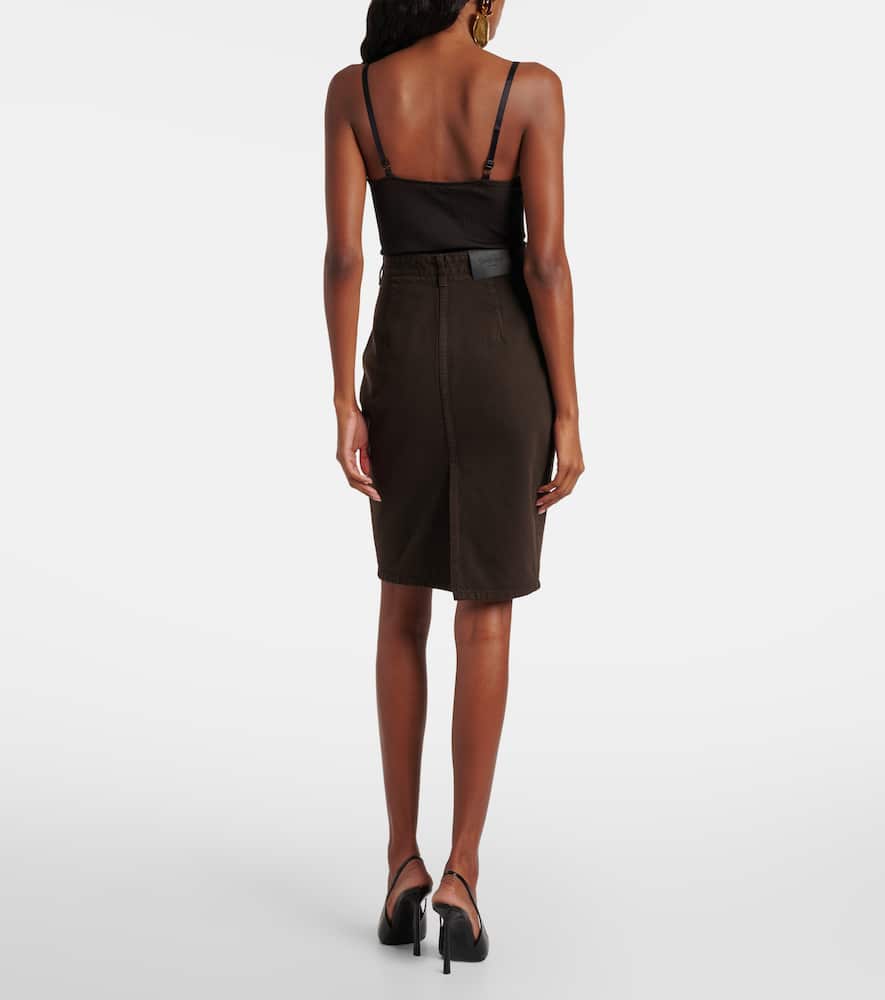 Saint Laurent Cotton Pencil Skirt In Black