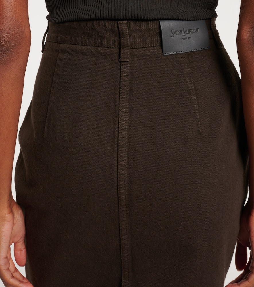 Saint Laurent Cotton Pencil Skirt In Black
