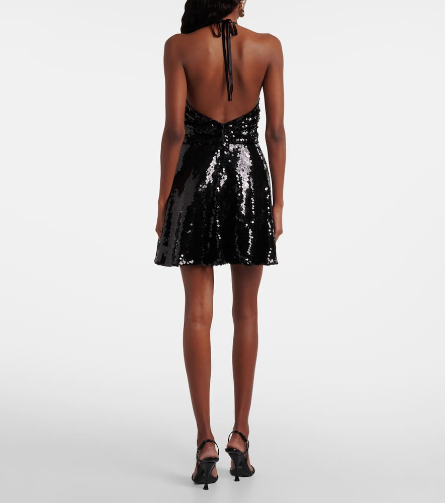 Dolce & Gabbana Sequined Halterneck Minidress In Black
