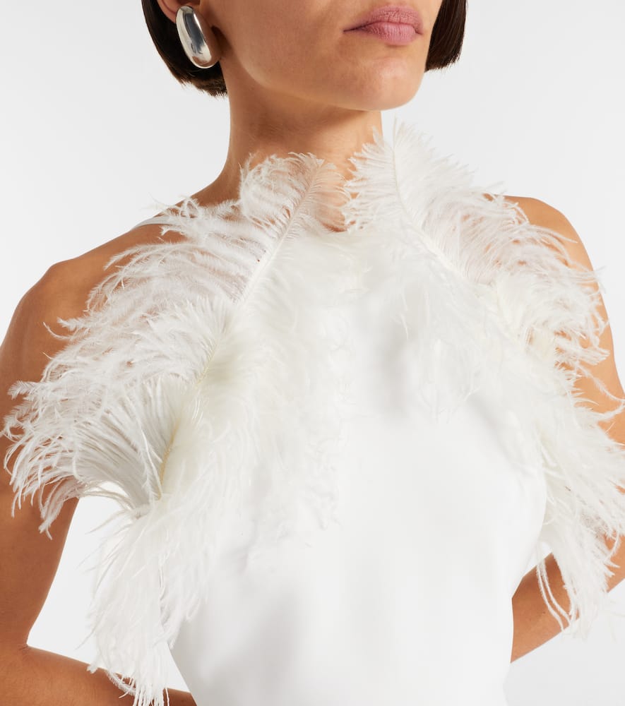 Attico Feather-trimmed Cady Minidress In White