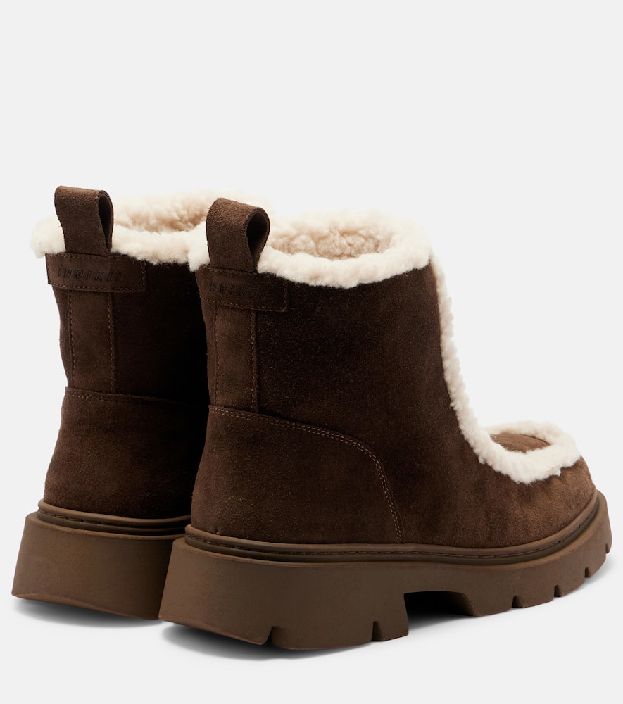Inuikii Biker Suede Ankle Boots In Brown