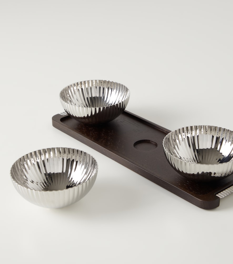  Georg Jensen Georg Jensen Set Bernadotte Aus Tablett Und Drei Snackschalen By Sigvard Bernadotte 