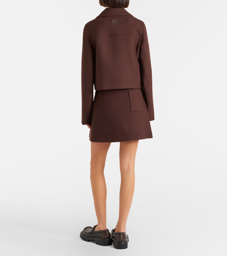  Loewe Loewe Leather-trimmed Pleated Wool And Silk Miniskirt 