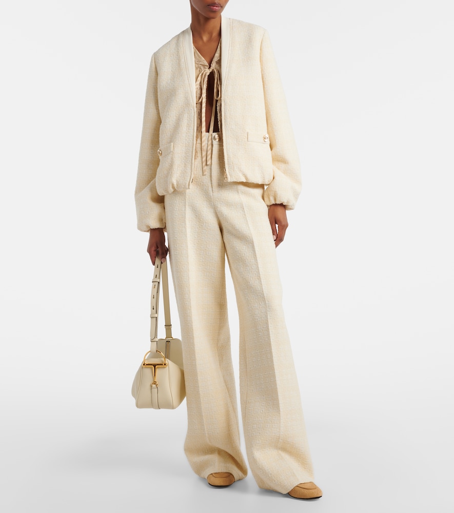Gucci Checked cotton-blend tweed wide-leg pants