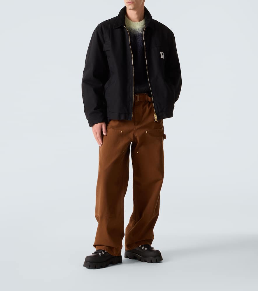 Sacai Carhartt Wip Cotton Corduroy-trimmed Panelled Cotton-canvas Jacket In Black