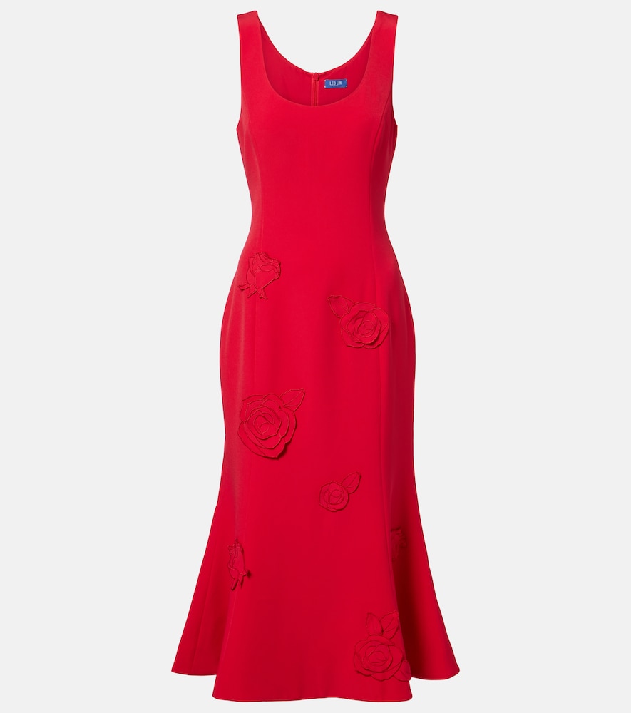 Leo Lin Emily floral-appliqué midi dress