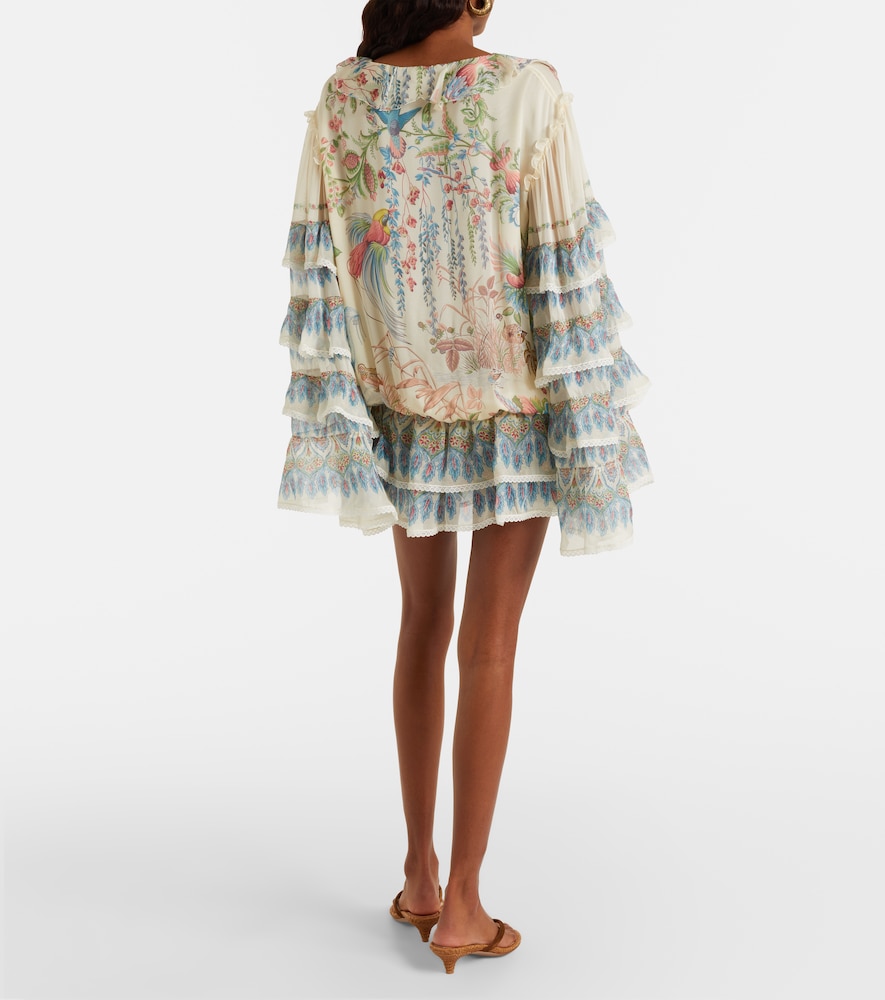  Etro Etro Bedrucktes Minikleid Aus Seide Mit Spitze 