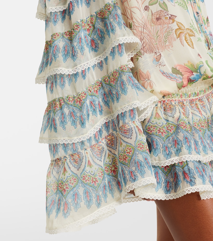  Etro Etro Bedrucktes Minikleid Aus Seide Mit Spitze 