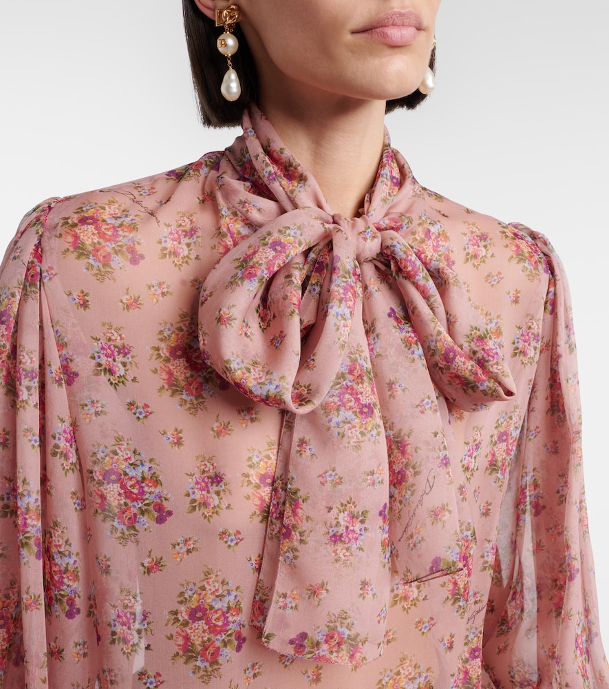 Dolce&Gabbana Floral Tie-Neck Blouse