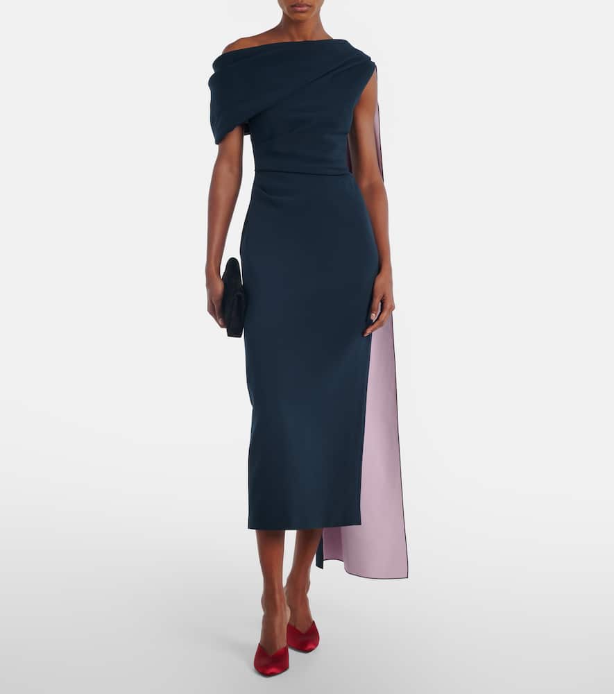 Roksanda Maite Caped Off-shoulder Midi Dress In Black