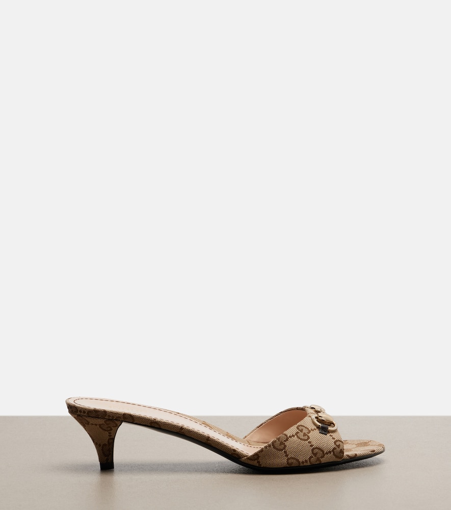  Gucci Gucci Horsebit Gg Canvas Mules 