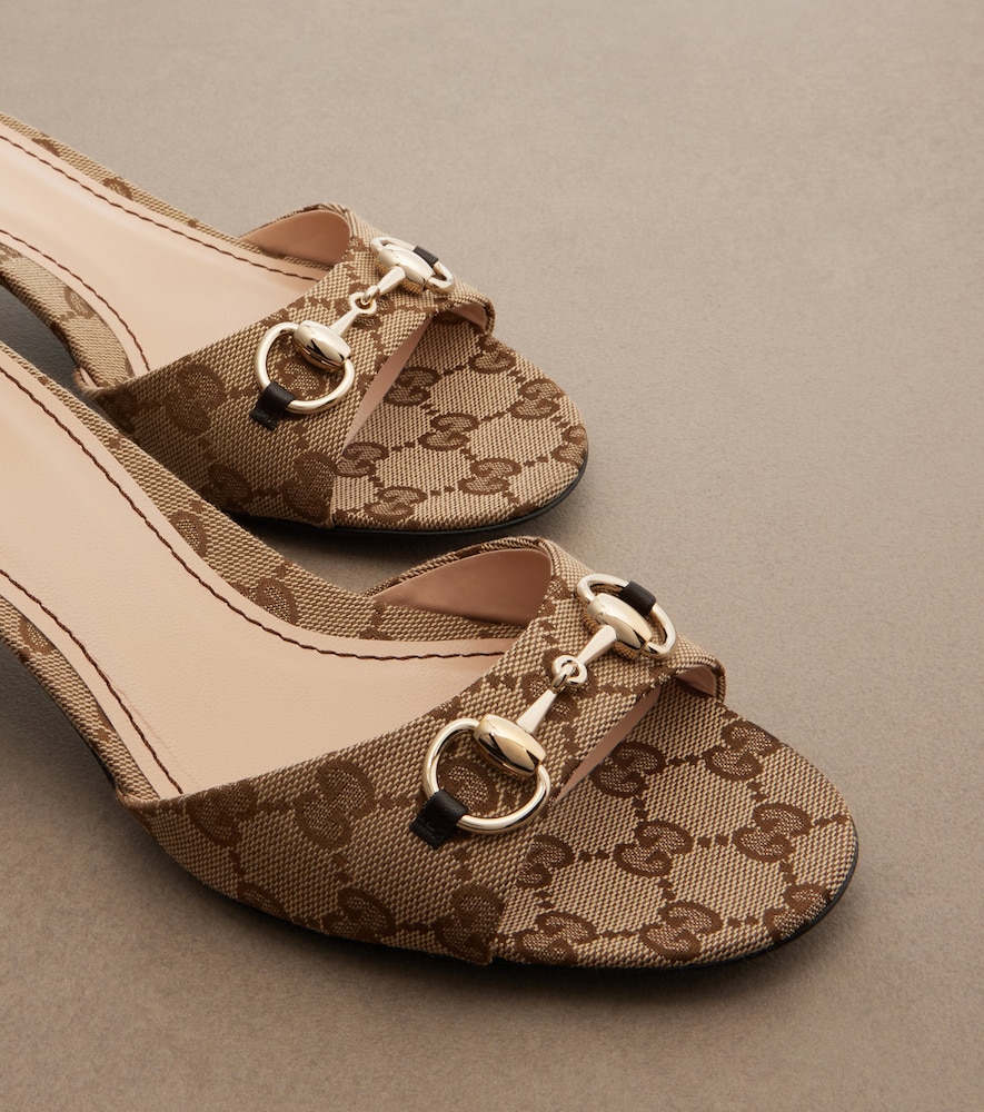  Gucci Gucci Horsebit Gg Canvas Mules 