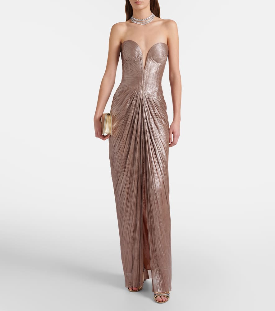 Maria Lucia Hohan Alessandra Draped Lamé Gown In Silver