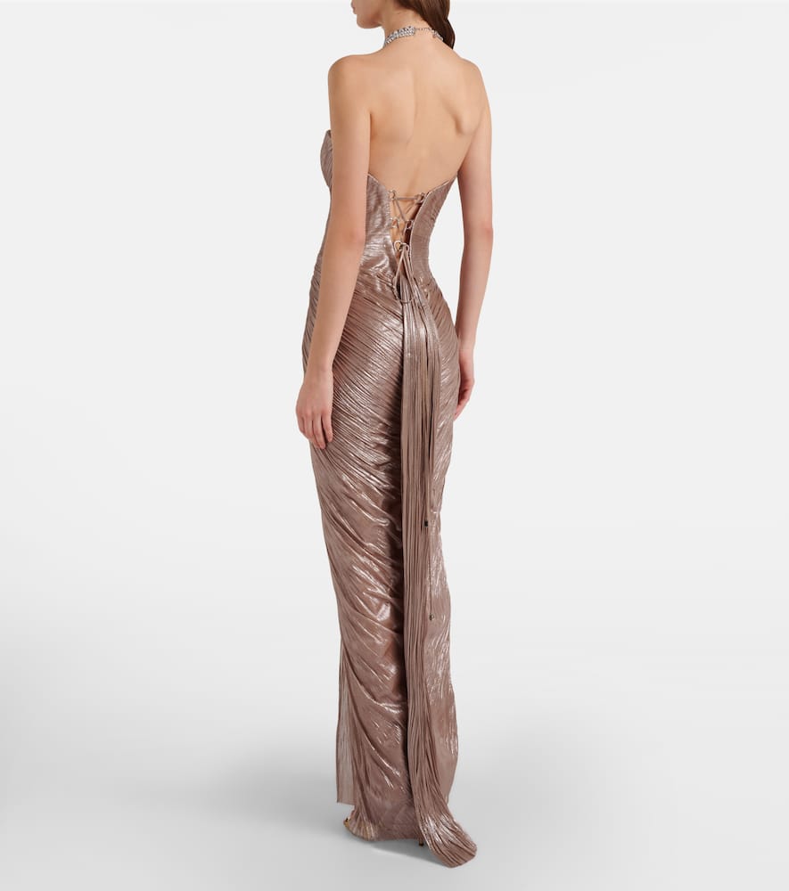 Maria Lucia Hohan Alessandra Draped Lamé Gown In Silver