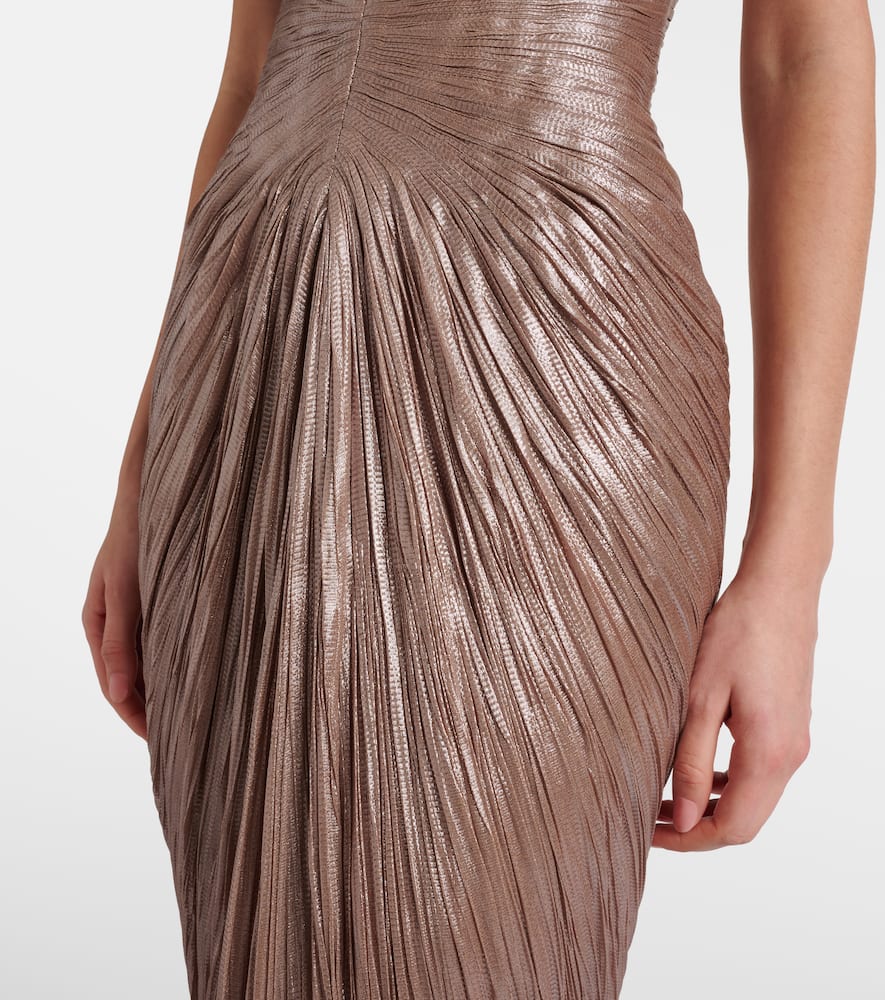 Maria Lucia Hohan Alessandra Draped Lamé Gown In Silver