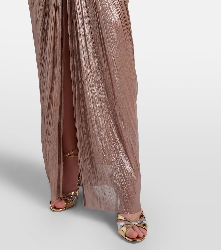 Maria Lucia Hohan Alessandra Draped Lamé Gown In Silver