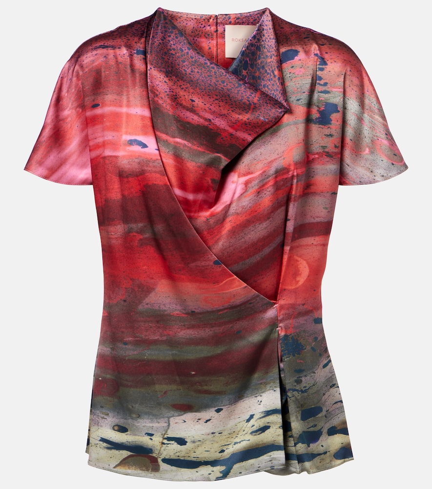 Top in raso di seta con stampa