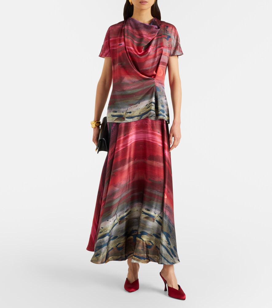  Roksanda Roksanda Printed Draped Silk Satin Top 