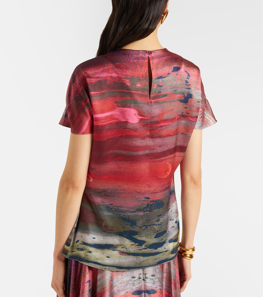  Roksanda Roksanda Printed Draped Silk Satin Top 