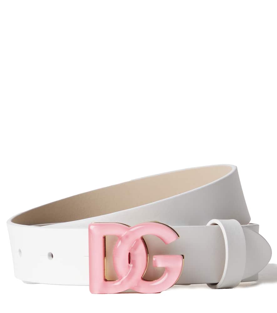 Dolce & Gabbana Kids' Dg Leather Belt In White