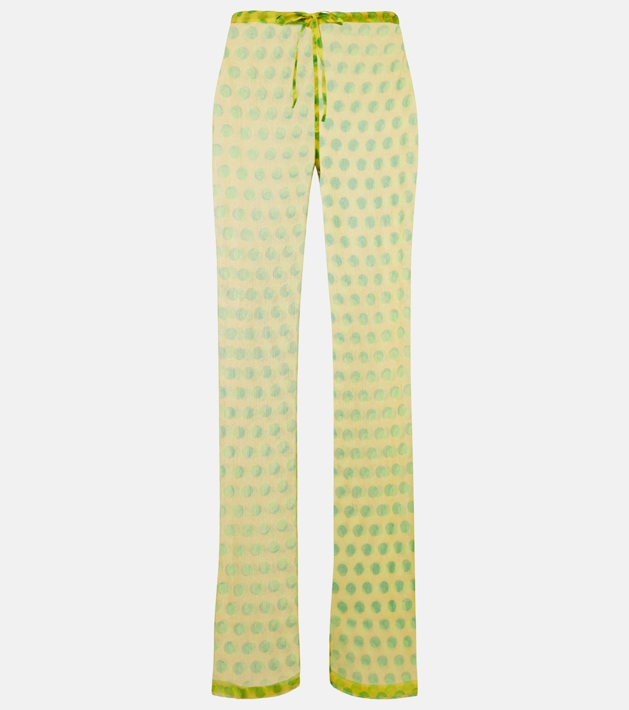 Dries Van Noten Polka-dot Silk Wide-leg Pants In Multi