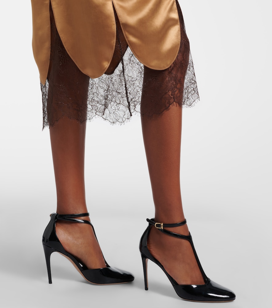  Ferragamo Ferragamo Lace-trimmed Satin Midi Dress 