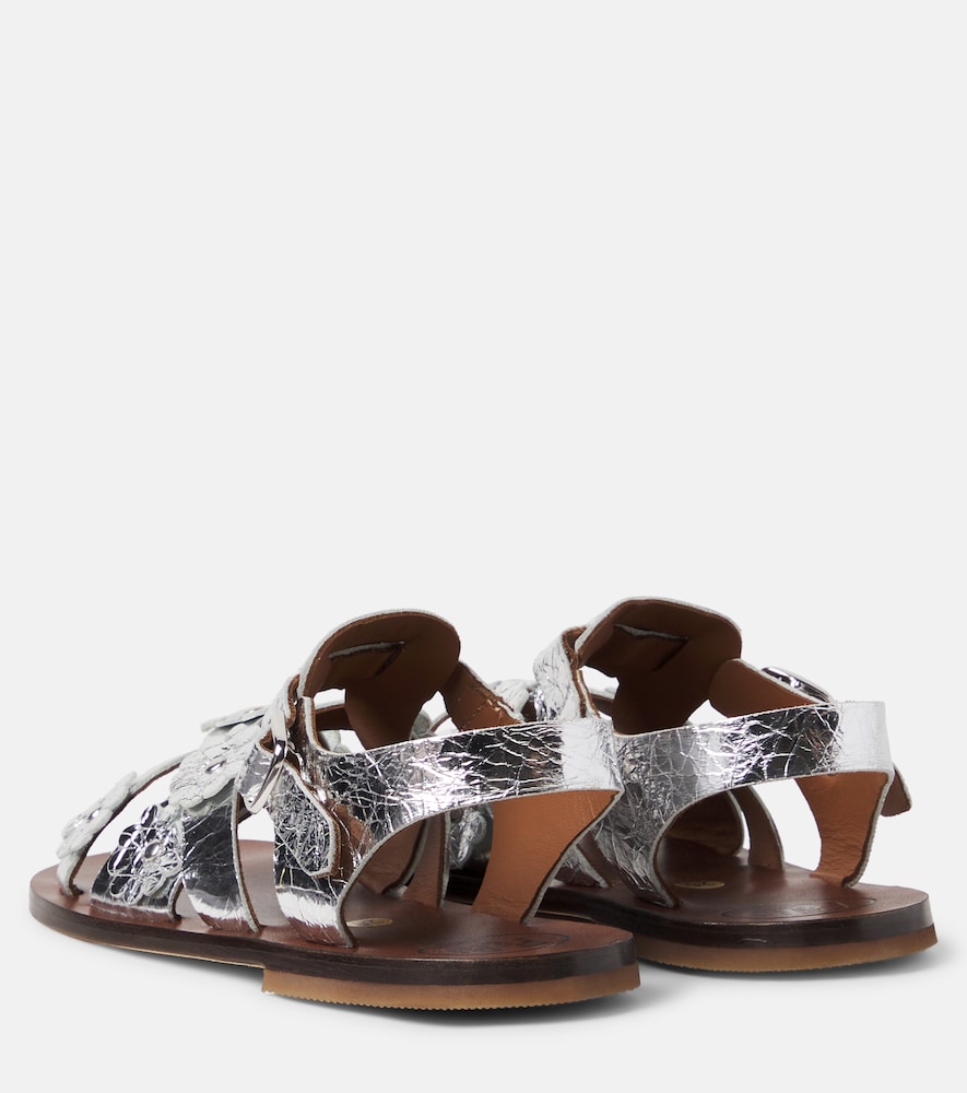  Pepe Pepe Alberto Floral-applique Leather Sandals 