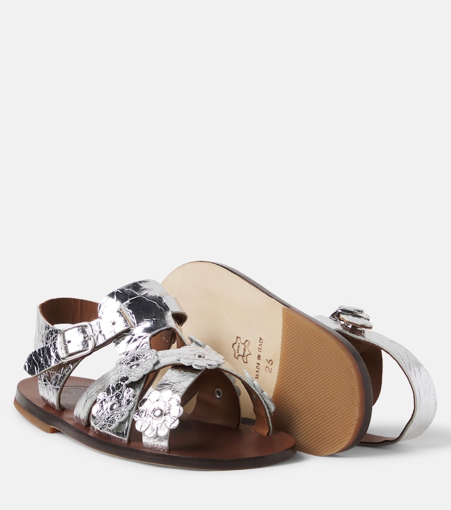  Pepe Pepe Alberto Floral-applique Leather Sandals 