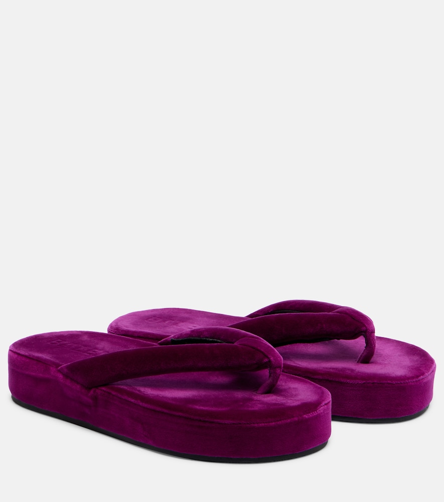 Balenciaga Jet Lag velvet platform thong sandals