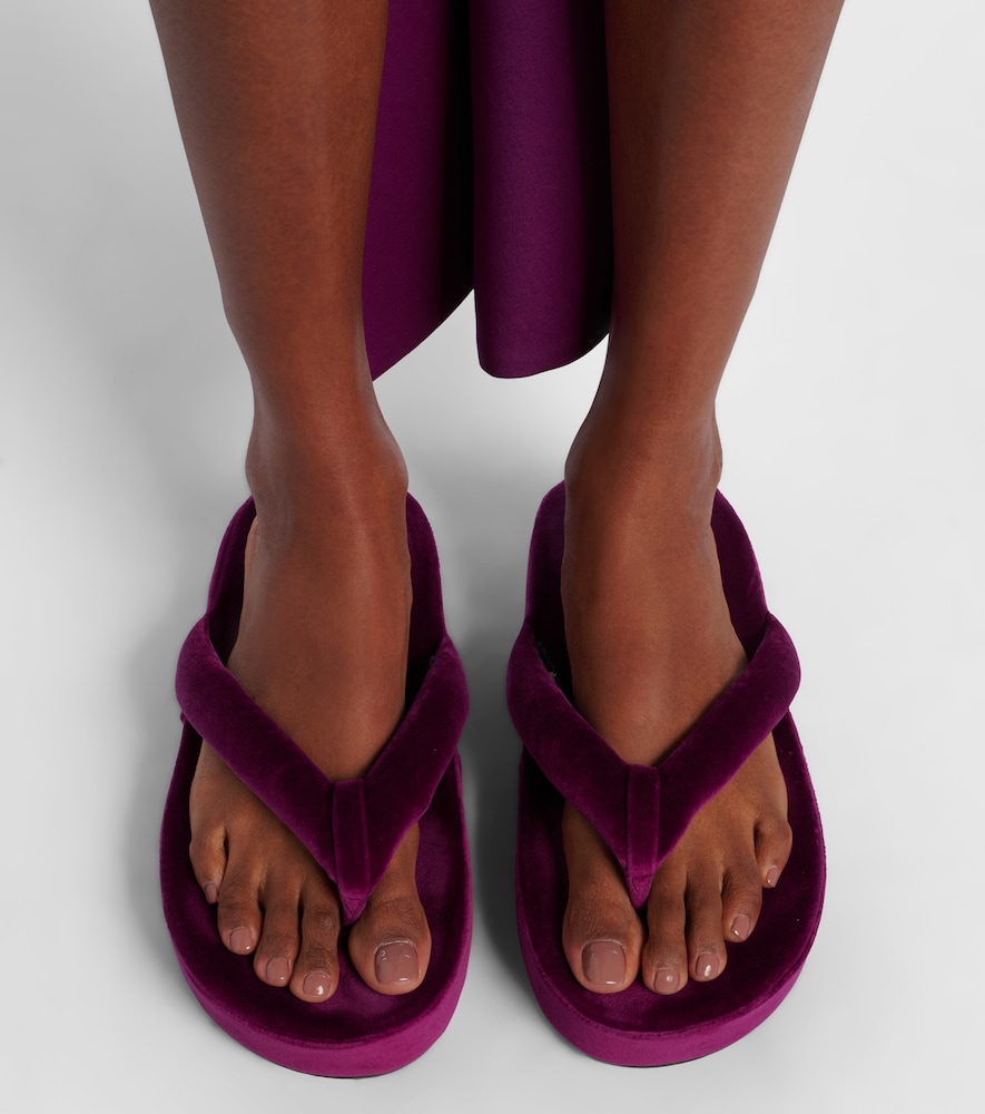 Balenciaga Jet Lag velvet platform thong sandals