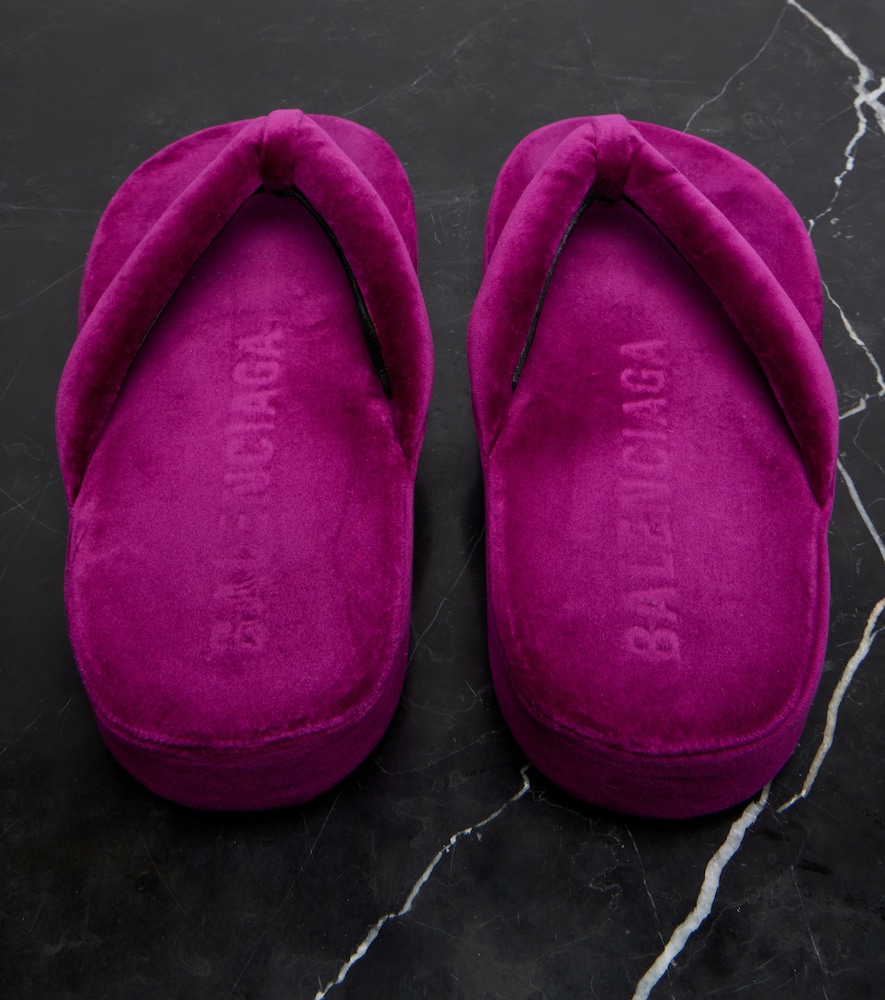  Balenciaga Balenciaga Jet Lag Velvet Platform Thong Sandals 