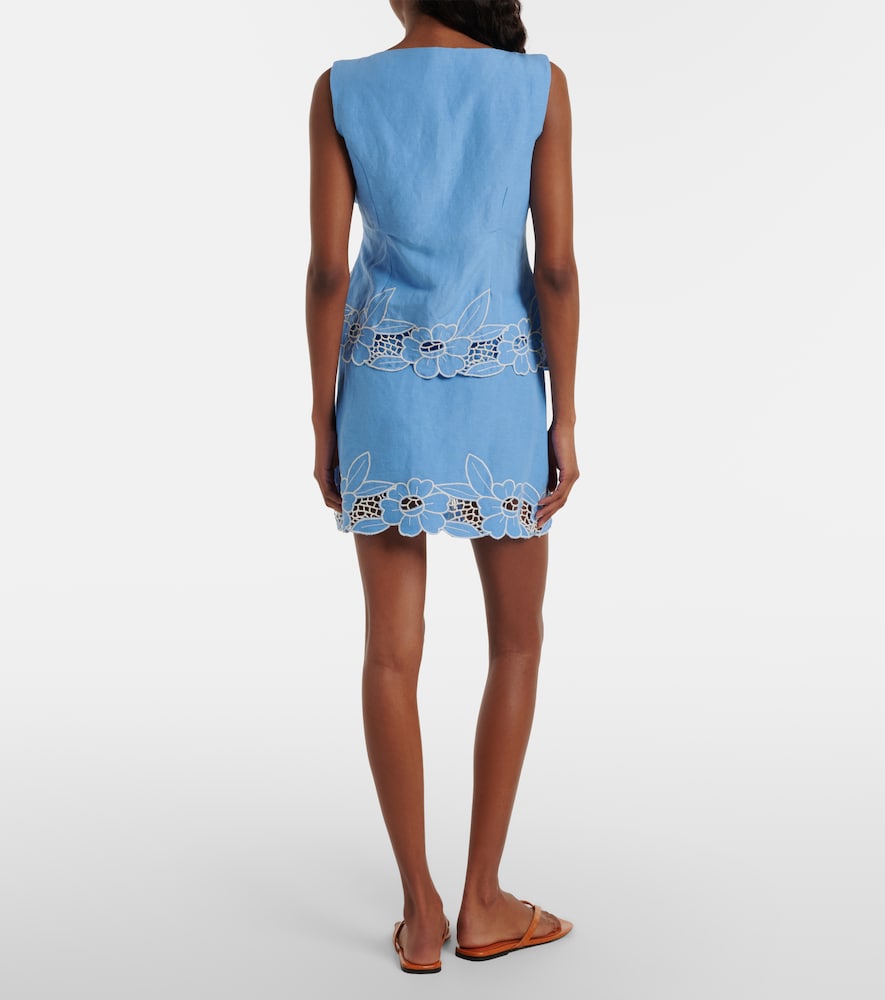  Rixo Rixo Nancye Cutout Linen-blend Miniskirt 