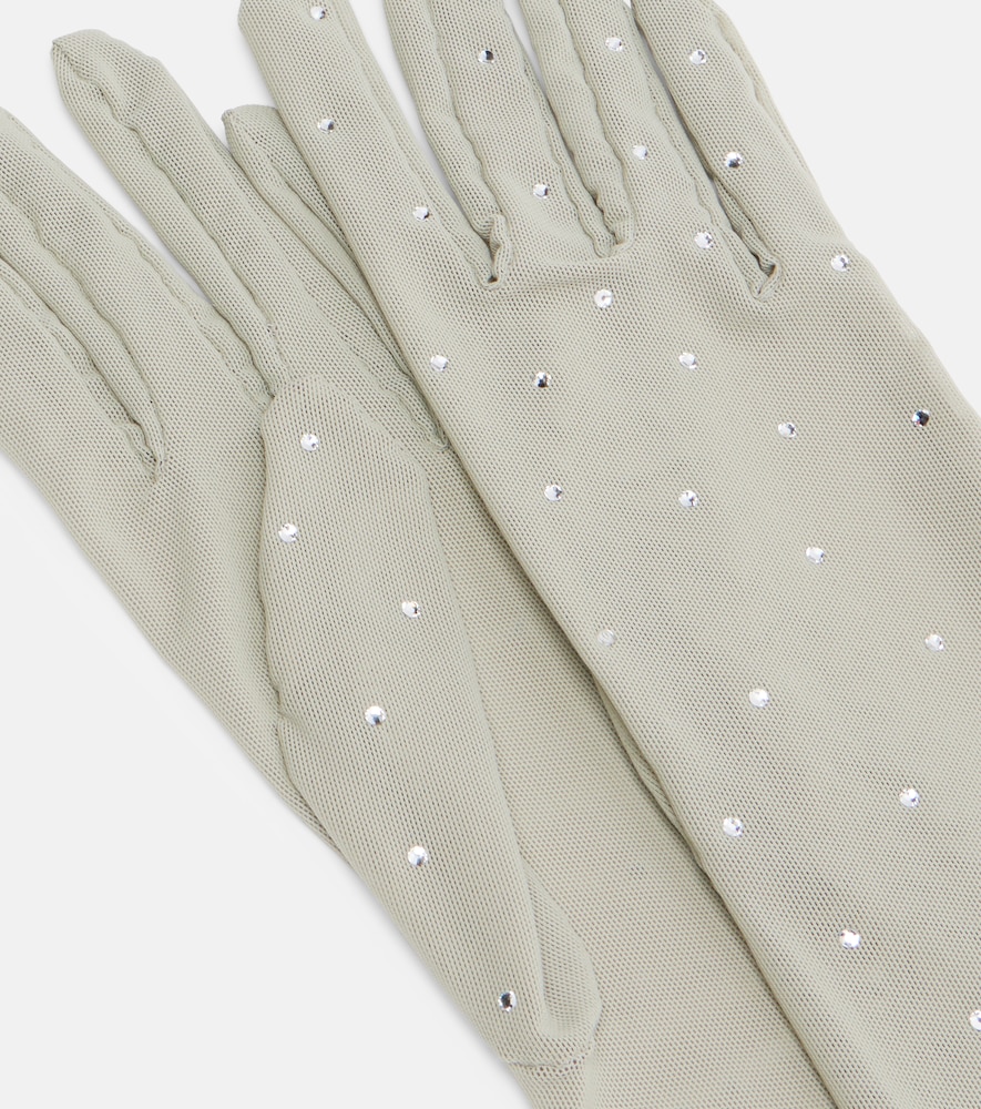  Oseree Osã©ree Crystal-embellished Mesh Gloves 