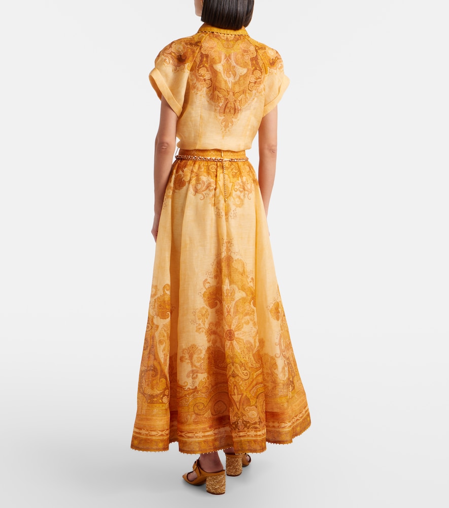  Zimmermann Zimmermann Como Paisley Linen And Silk Maxi Skirt 