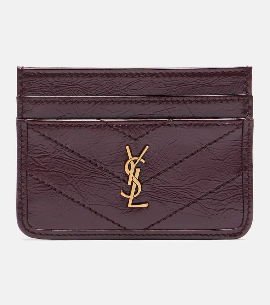 Saint Laurent Niki Leather Card Holder In Burgundy