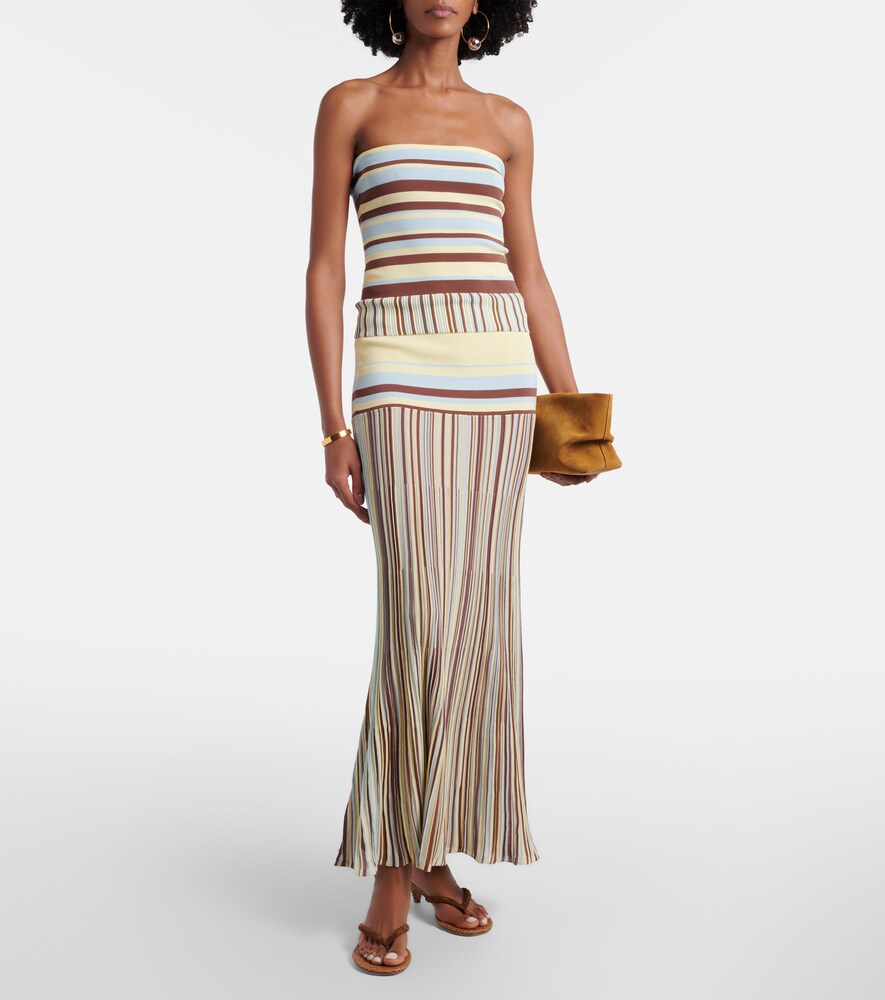 Faithfull Citara striped cotton-blend maxi skirt