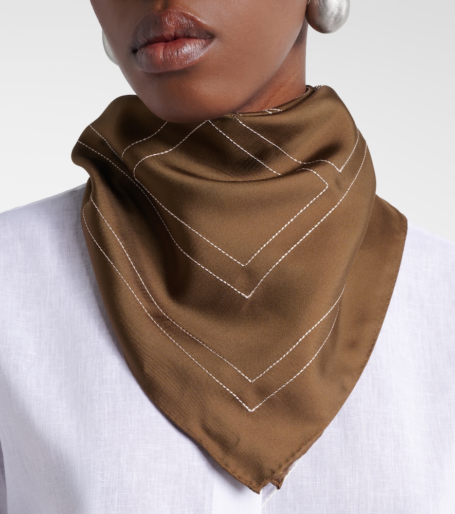 Toteme Embroidered monogram silk scarf