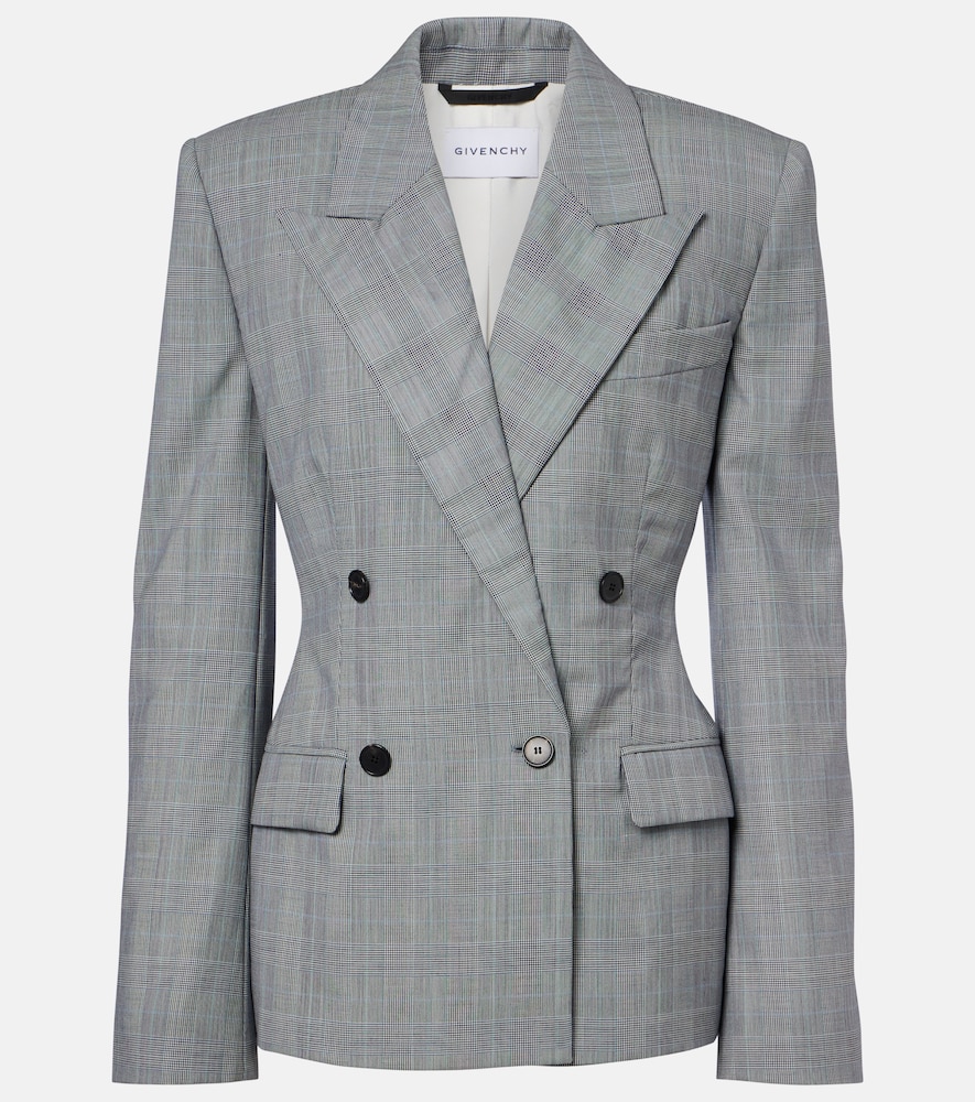Givenchy Checked Wool Jacket In Gray