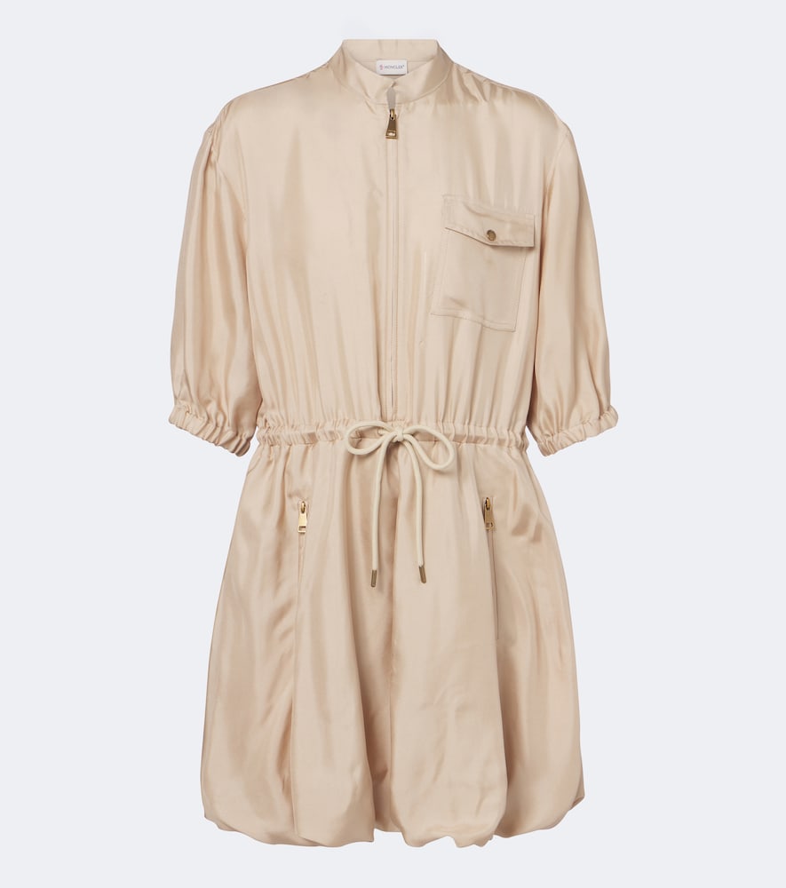 Moncler Mujer Beige Vestido Corto De Seda- Mytheresa