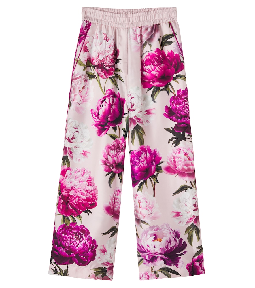 Dolce & Gabbana Kids Floral silk twill wide-leg pants | Thumbnail 1
