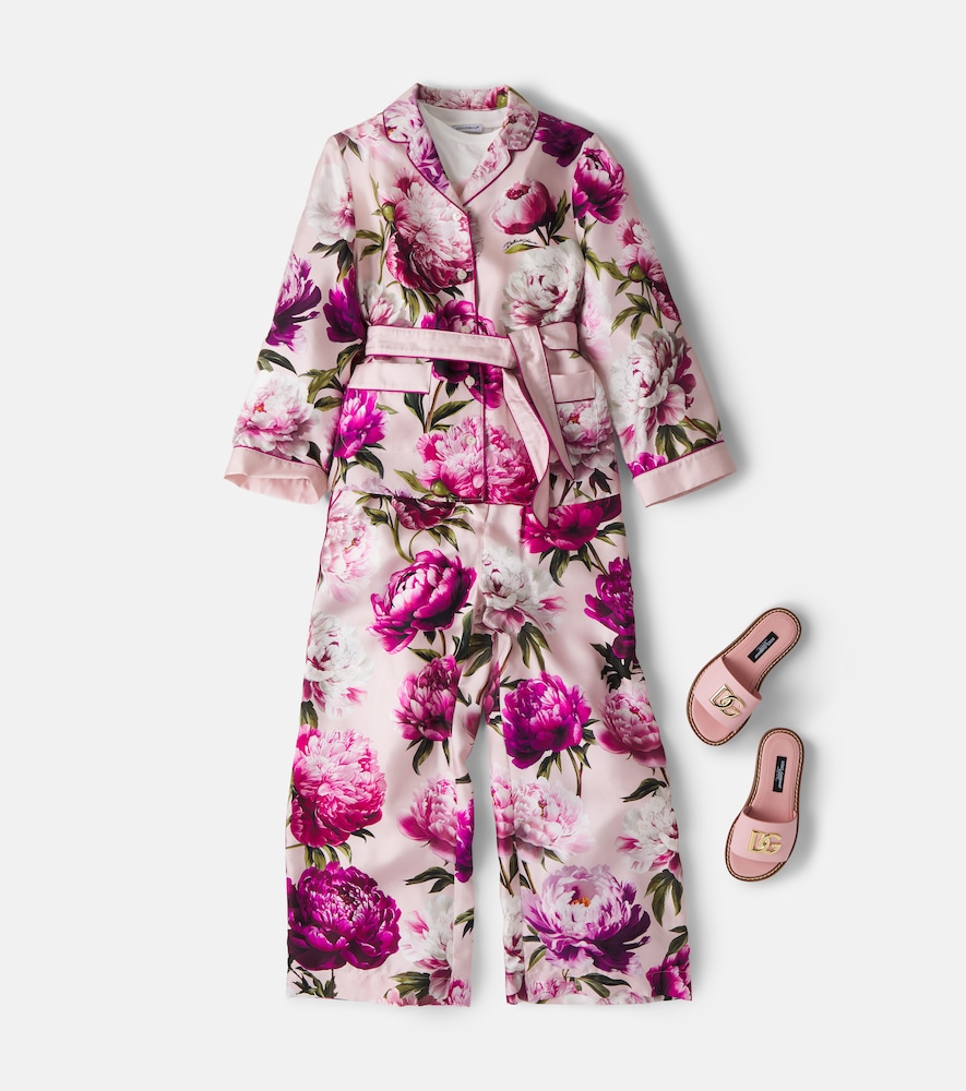 Dolce & Gabbana Kids Floral silk twill wide-leg pants | Thumbnail 4