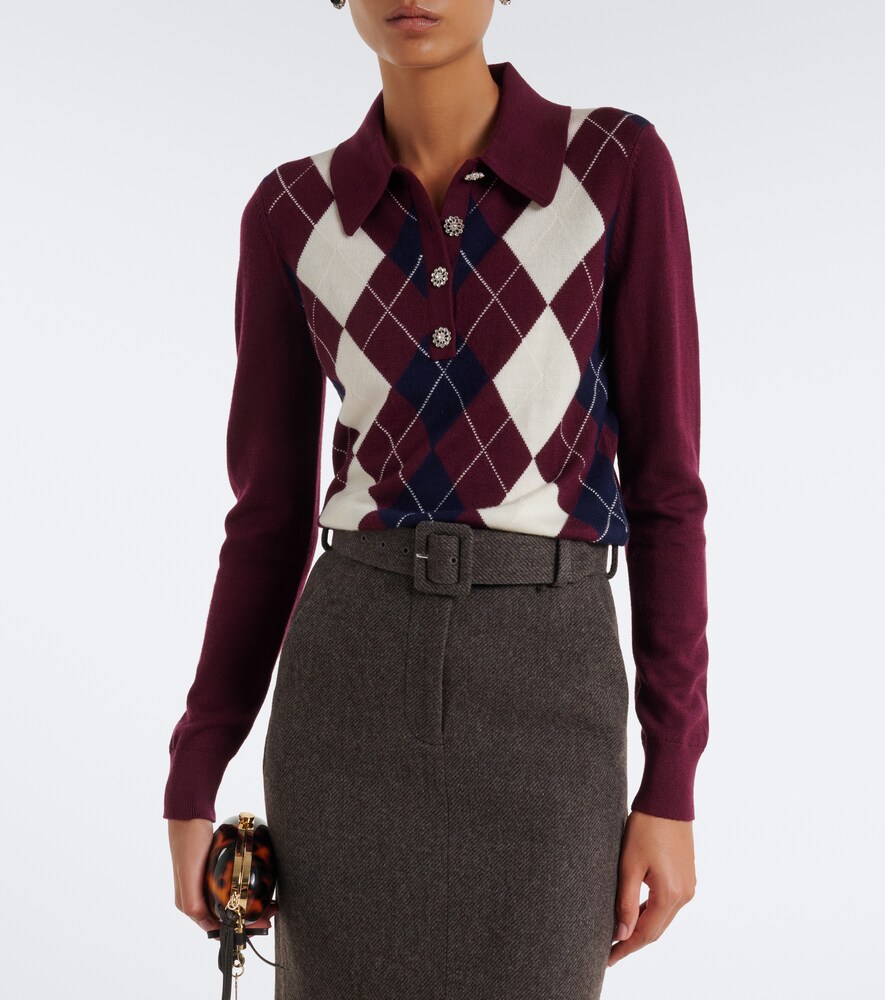 Argyle Wool Polo Sweater